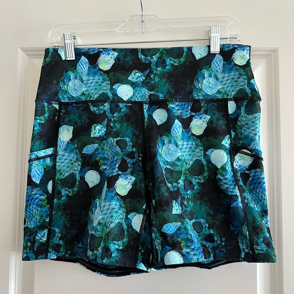 Constantly Varied Gear Blue and Green Skulls Athletic Shorts